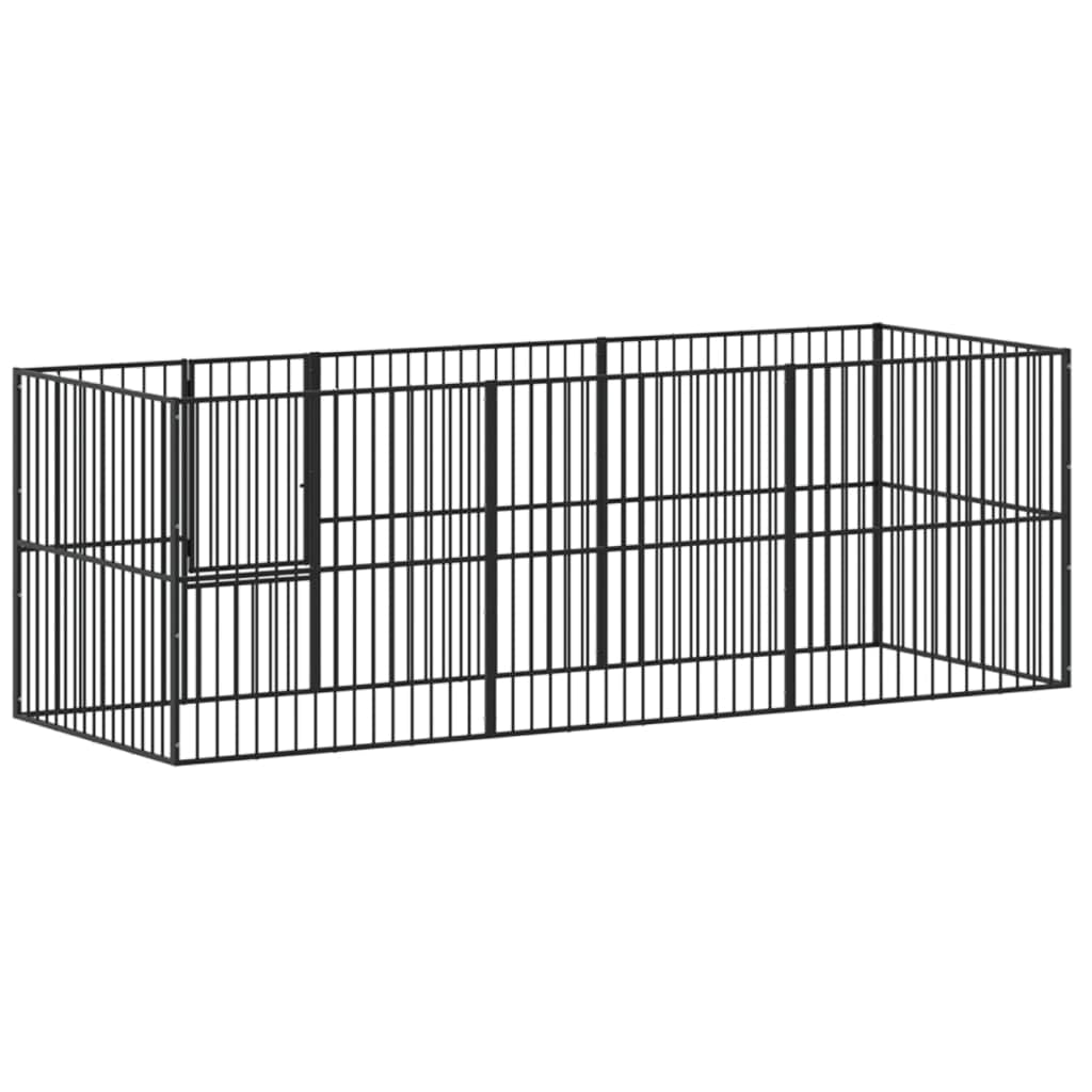 vidaXL Box per Cani 8 Pannelli Nero Acciaio Zincato