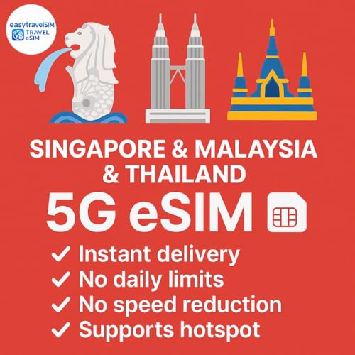 eSIM Malaisie Singapour Thaïlande 5G pour éviter les frais de roaming avec 30 Go inclus