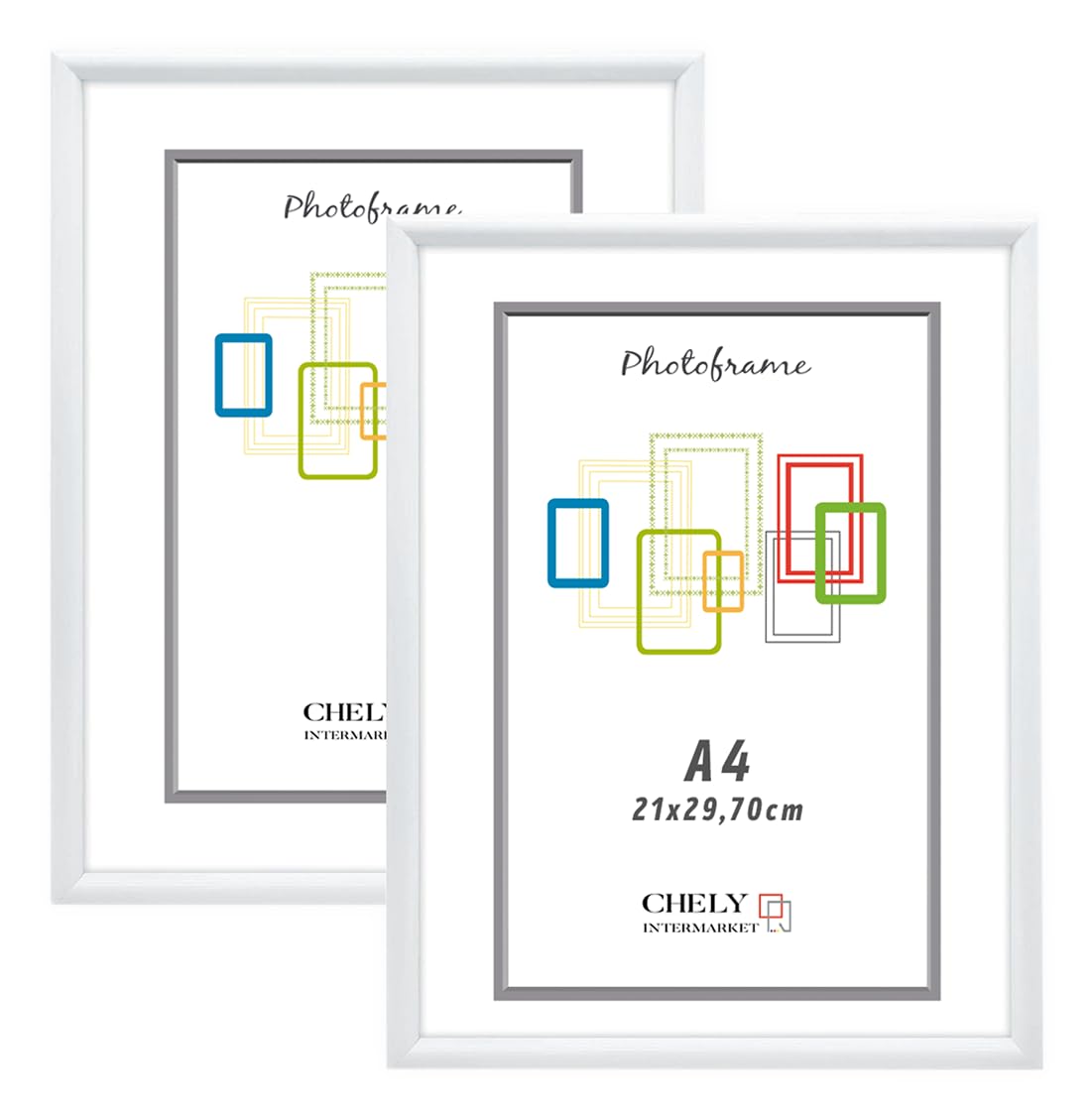 CHELY INTERMARKET Marcos de fotos A4 (21x29,7 cm) MOD 316 Blanco Pack 2 unds Cuadro de pared para fotos