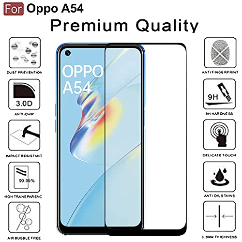 Image of STP FEEL� Glass Screen Protector Designed For Oppo A54 (6.51 inch) [Edge to Edge Coverage] HD Clear, Bubble-Free, Anti-Scratch Full Protection Durable Tempered Glass - Black, Pack of 2