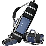 Samsonite Golf Deluxe 3 Piece Golf Travel Set with Wheeling Travel Cover Golf Bag, Duffel Bag, & Shoe Bag, Blue/Black