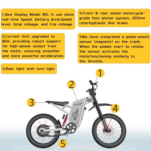 Image of Freego Electric Dirt Bike for Adults, X2 Pro Electric Motorcycle 6000W(Peak) Motor 1800wh Battery,7 Speed 50MPH Off Road Electric Bicycle,19x2 Tire Full Suspension Hydraulic Brake Half Throttle