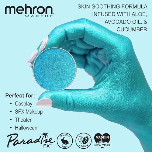 Image of Mehron Paradise FX Metallics - Metallic Light Blue 0.25 oz | Pro Water-Activated Shimmer Paint for Raves, Costumes, SFX, Halloween, Stage, Screen, Theater & Cosplay