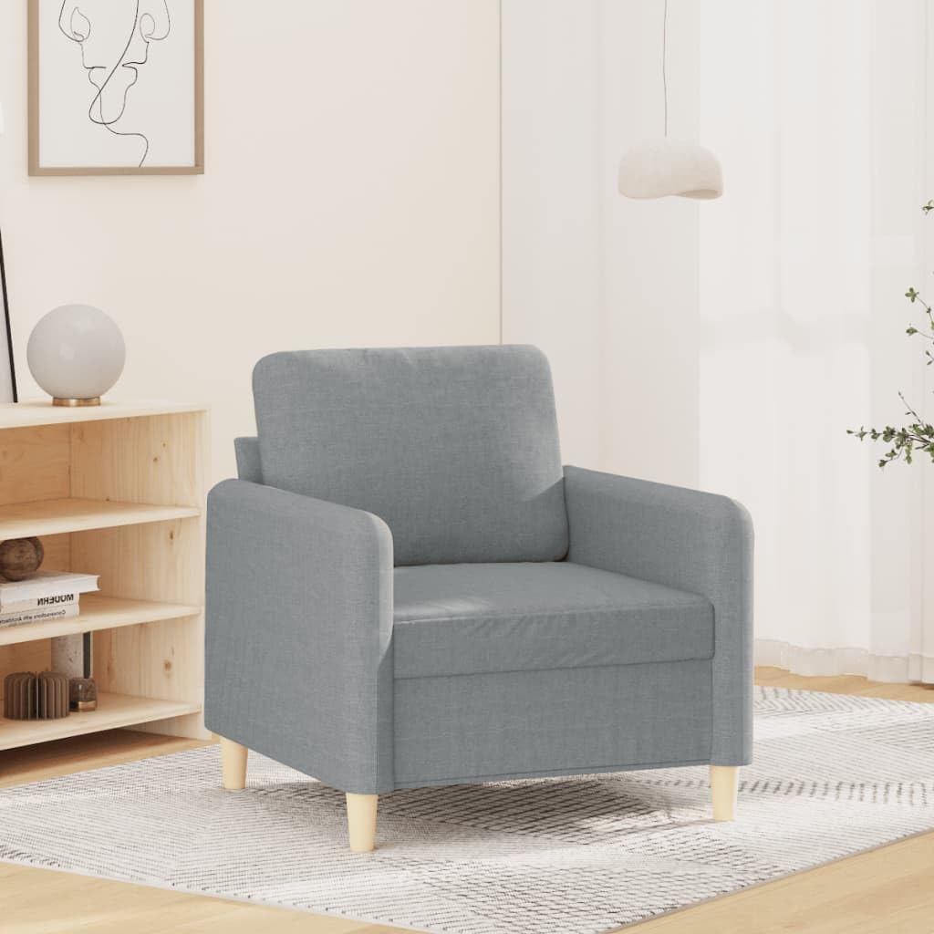 Sofa Chair Light Grey Polyester Living Room Furniture