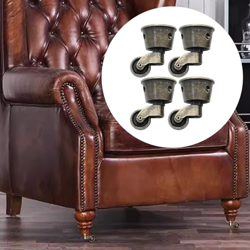 Anxingo 4Pack Antique Zinc Alloy Swivel Cup Casters, Furniture Caster Wheels Universal Metal Pulley Wheels for Chair Cabinet Patio Table Sofas 1-3/4 Inch OD Vintage Green Bronze - Image 2