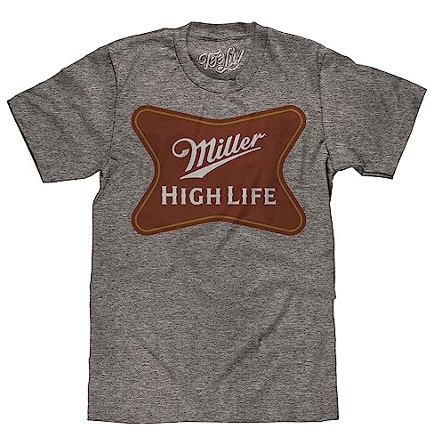 Tee Luv Men's Miller High Life Beer Logo Shirt, Graphite Snow Heather, L