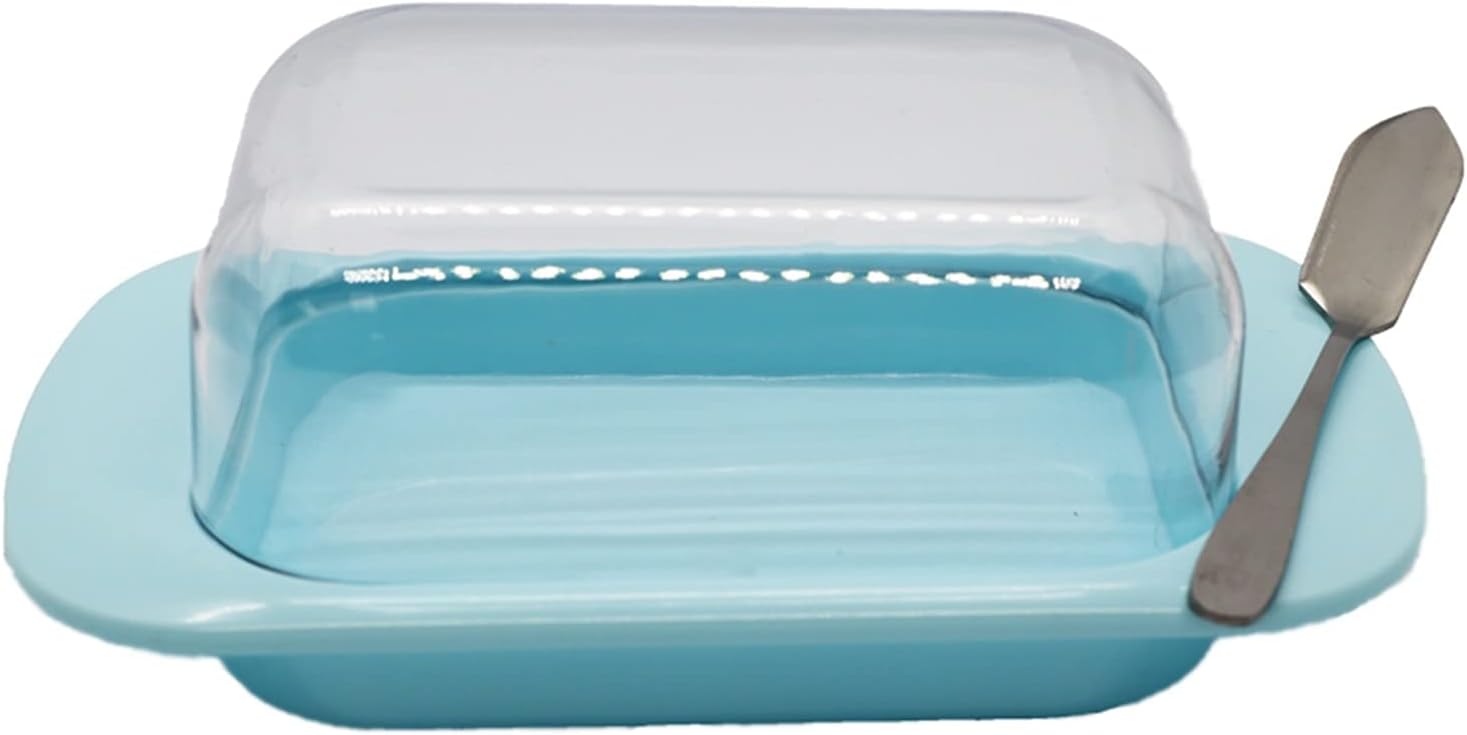 butter dishes Butter Box Sealing with Wood Lid Knife Food Dish Ceramic Keeper Tool Cheese Storage Tray Plate Container for Restaurant Kitchen Butter Holder (Color : Blue) (White )