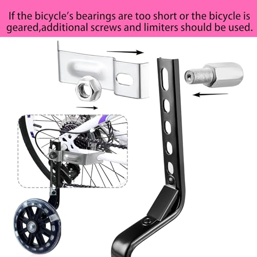 Image of Training Wheels for12 /14 /16 /18 /20 Inch Bicycle，Flash Mute Wheel (Night Glow Black)