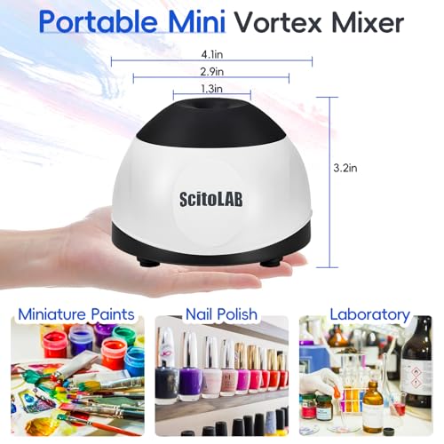 ScitoLAB Vortex Paint Mixer, 3000 RPM Mini Hobby Paint Shaker, with 20pcs Mixing Balls, for Lab Miniature Paints Acrylic Nail Polish - Thumbnail 5