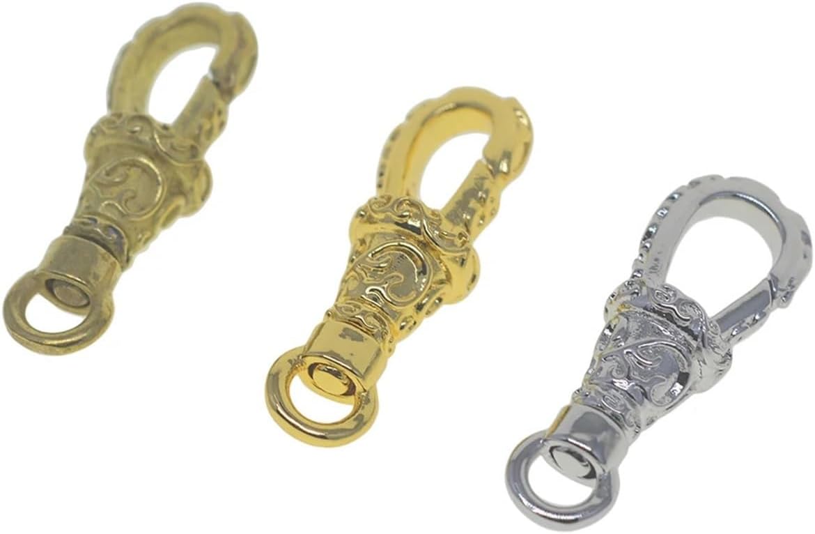Pocket Watch Swivel Clip Chain 6 pcs 30mm Brass Made Pattern Pocket Watch Swivel Clip Chain Spring Snap Hook 1.2 Inch Buckle Pearl Gems DIY