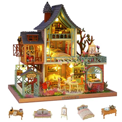 Flever Dollhouse Miniature DIY House Kit Creative Room with Furniture for Romantic Artwork Gift (Secret Jungle)
