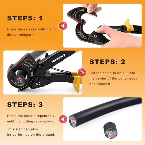 Image of Ratchet Cable Cutter,Knoweasy Upgraded Cable Cutter and Ratchet Wire Cutter Works for Aluminum and Multi-core Cables up to 240mm