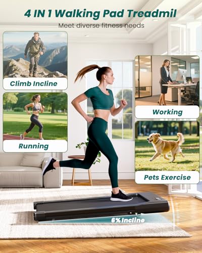 DeerRun Under-Desk Walking Pad with Manual Incline & App Control — view 3
