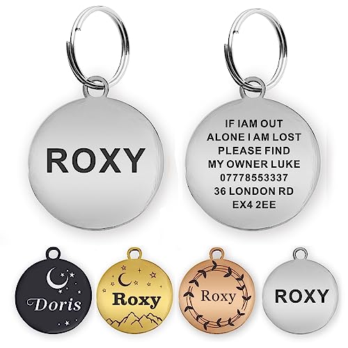 Dog Tags Engraved For Pets Personalized Dog Name Tags Dog Id Tags Small Cat Tags Large Dog Collar Tags Custom Text Stainless Steel Engraved On Both Sides(L Silver) #TOP2