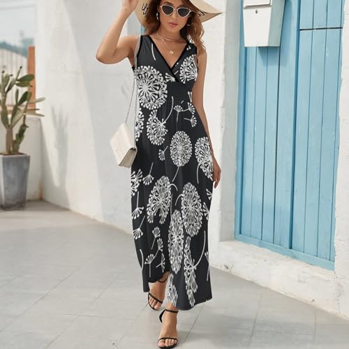 Robe maxi col V décontracté style bohème chic avec imprimé floral