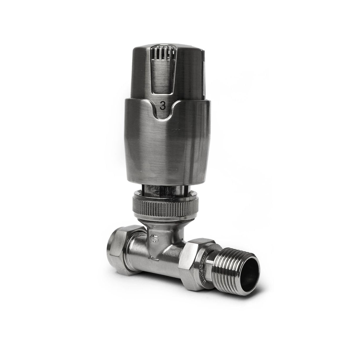 Gunmetal Grey Straight Thermostatic Radiator Valves TRV Modern Radiator Valves 15mm x 1/2" (Set of 2) for Heated Towel Rails & Central Heating Radiators Gunmetal Grey Radiator Valve Set