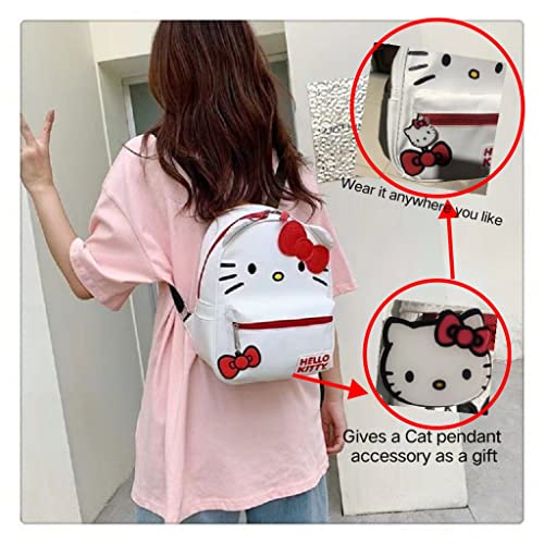 Heegungs Cute Cat Backpack Cartoon Little Cat Backpack Lightweight Everything Trendy Women Backpack… (White Cat) #TOP3