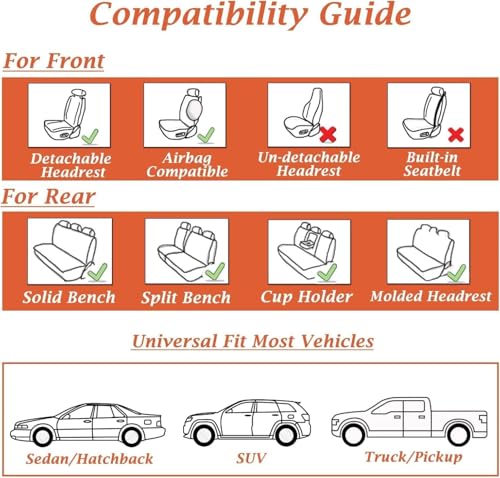 Image of Coverado Seat Covers, Car Seat Covers Front Seats, Car Seat Cover, Car Seat Protector Waterproof, Car Seat Cushion Nappa Leather, Seat Covers Carseat Cover Universal Fit for Most Cars