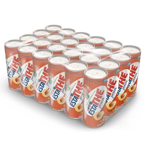 Estathé Pesca - The Freddo con Vero Infuso di Foglie di The e Succo di Pesca, Bevanda Analcolica Senza Glutine, 24 Lattine da 330 ml