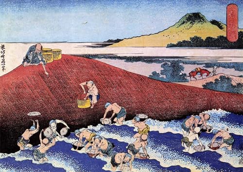 Cuadro de lienzo de Hokusai de 60x90cm para decorar el salón con olas del océano japonés
