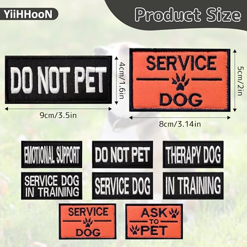 8 Stück Service Hund Patch, Service Dog Patch mit Haken Backing, Abnehmbare Do Not Pet Patches Hundewesten Patches Abnehmbare für Weste Hundegeschirr