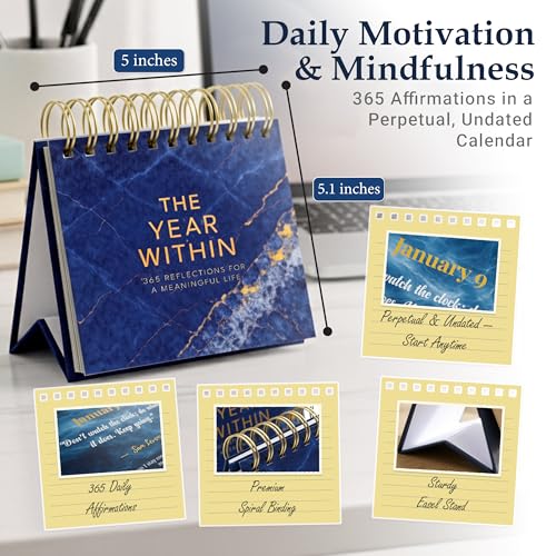 Only Zest Flip Perpetual Calendar - Desk Decor - Daily Affirmations for Men - 365 Motivational Calendar with Quotes, Positive Affirmations, Inspirational Gift