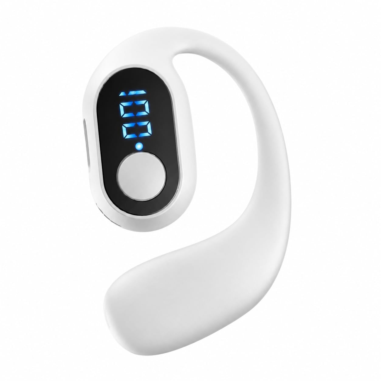 Single Ear Headset/ V5.3 Wireless Earpiece Compatible with iPhone/Android Cell Phones/LED Power Display/Noise Reduction Call/ 22 Hrs Talking Time, White-image-17