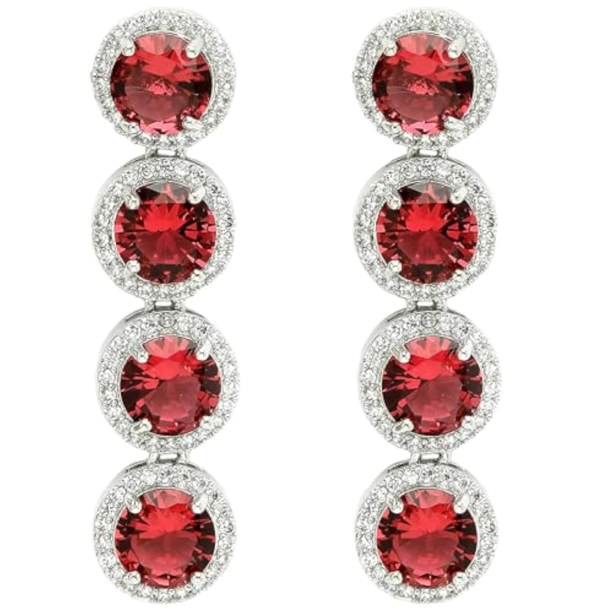 Women's Elegant Rhodium Plated American Diamond Studded Drop Earrings