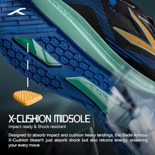 Image of Hundred Blade Armor Badminton Shoes (Non Marking) |Indoor Sports | Lightweight & Breathable | Airflow Mesh Upper | X-Cushion Midsole | Active Grip Outsole | Heel Support