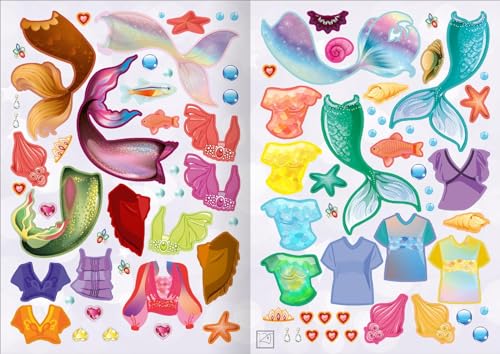 Sticker-Anziehpuppen Metallic – Meerjungfrauen: Über 200 Sticker mit Metallic-Effekt | Stickerheft mit glänzenden Folienstickern für Kinder ab 4