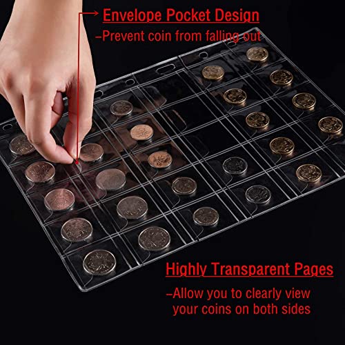 Álbum para colección de monedas Ettonsun con 398 bolsillos miniatura 5