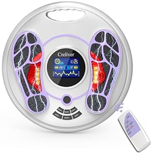 Creliver EMS & TENS Foot Circulation Stimulator – Electric EMS Foot Massager for Circulation and Pain Relief, FSA HSA Approved Products, 25 Modes 99 Intensities 4 Pads, TENS Unit for Feet Neuropathy