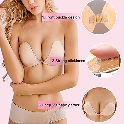 Image of Hasimor 2 PCS Strapless Adhesive Bra Invisible Push Up Sticky Bra Self Adhesive Bra for Women