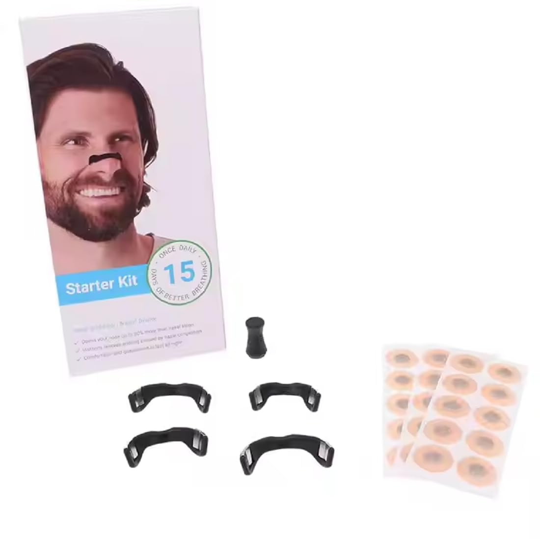 BLAGO Breathing Nasal Strip Starter Kit (15 Count, Multi) - Boost Oxygen, Reduce Snoring, Improve Sleep Quality - Sweat Resistant, Skin Safe Nasal Strips - Extra Strength Snoring Solution Sugar Control Acupressure (Pack of 15)