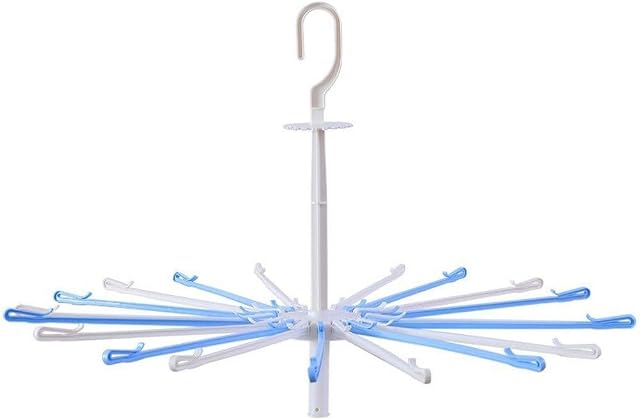 XUANLAN Practical Sock Dryer Umbrella Shape Sock Dryer Can Rotate The Drying Rack Plastic Underwear Towel Home Folding Round Multi Clip,9 Peg Easy to Carry