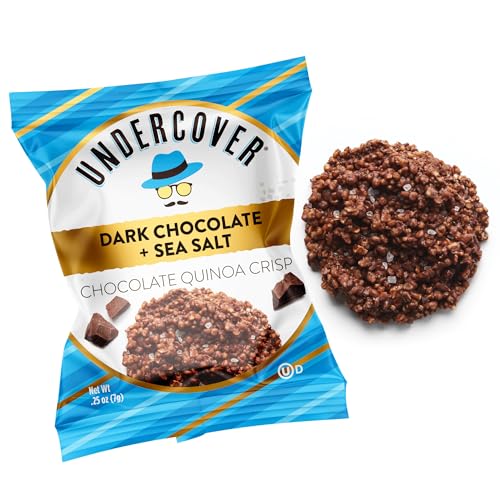 Undercover Chocolate Quinoa Crisps - Dark Chocolate + Sea Salt | 70-Count, Individually Wrapped Crisps | Gluten Free, Nut-Free, Allergen Friendly, Kosher, Plant-Based