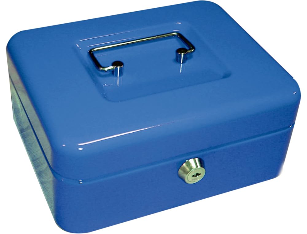 Q-Connect Caja Caudales 8" 200x160x90 Mm Azul Con Portamonedas