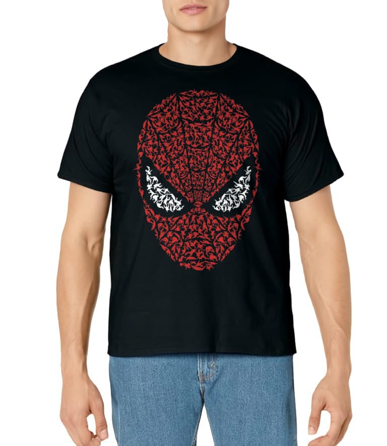 Marvel Spider-Man Mask Build Up Fill Graphic T-Shirt Small - image 2