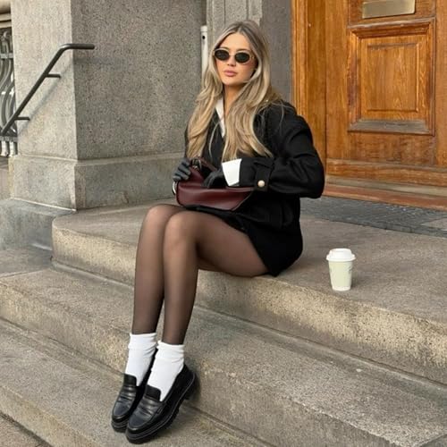 NEW YOUNG Fleece Lined Tights Women - Fake Translucent Warm Pantyhose Leggings Thick Thermal Tights for Winter2