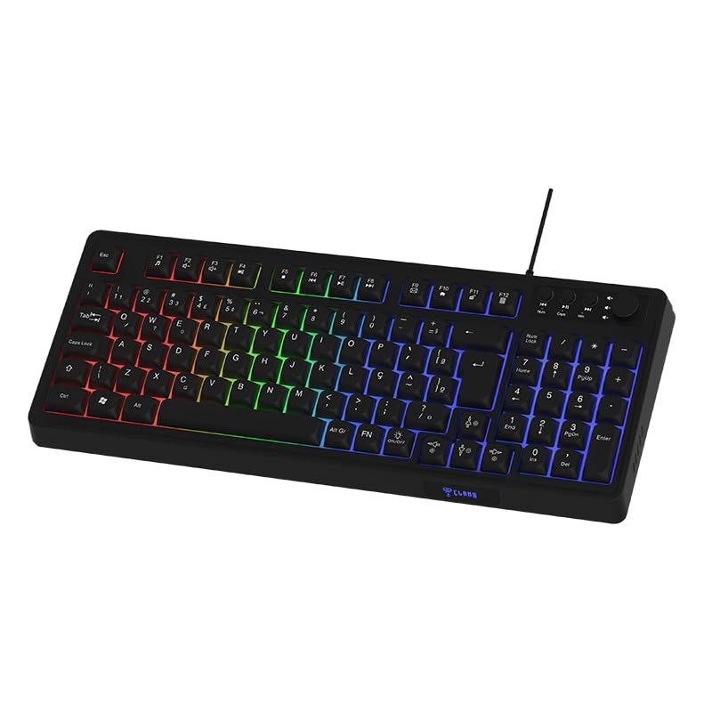 Teclado Gamer Zenn com 98 Teclas, Iluminação LED Rainbow Vibrante