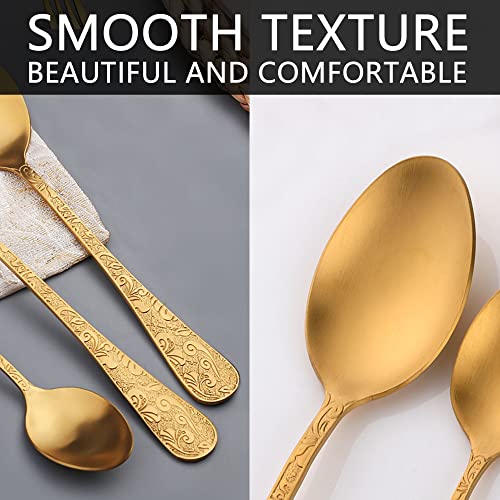 Demitasse Espresso Gold Spoons, 5.9 In Cute Matte Frosted Coffee Spoons, 18/0 Stainless Steel, Stirring Spoon With Smooth Pattern, Teaspoons For Coffee Ice Cream Sugar Dessert Cake Soup, Set Of 6 #TOP3