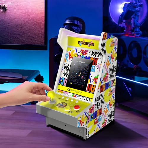 Image of My Arcade Pac-Man Mighty Player: Retro Gaming, 11 inch Countertop Arcade, Illuminated Marquee, 4 Games in 1, Rechargeable Battery