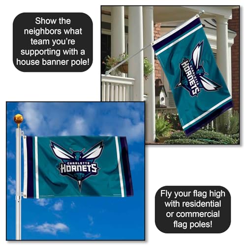 WinCraft Charlotte Hornets Flag Pole & Bracket Set - 3x5 Ft Team Flag With 6 Ft Spinning Pole & Adjustable Bracket - View #5
