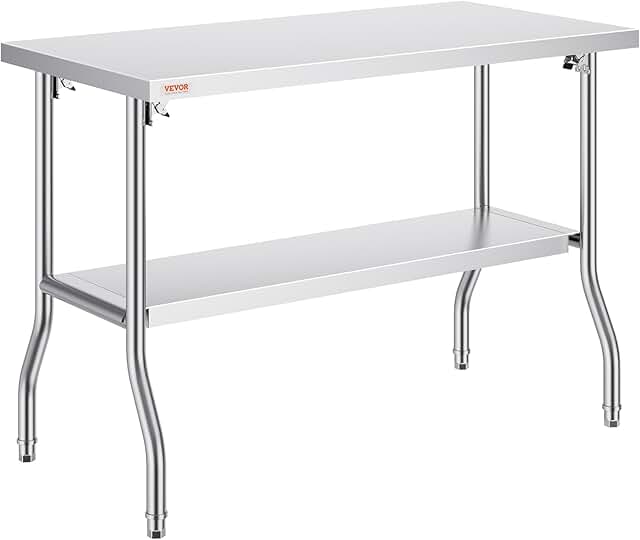 VEVOR Commercial Worktable Workstation 48 x 24 Inch Folding Commercial P...