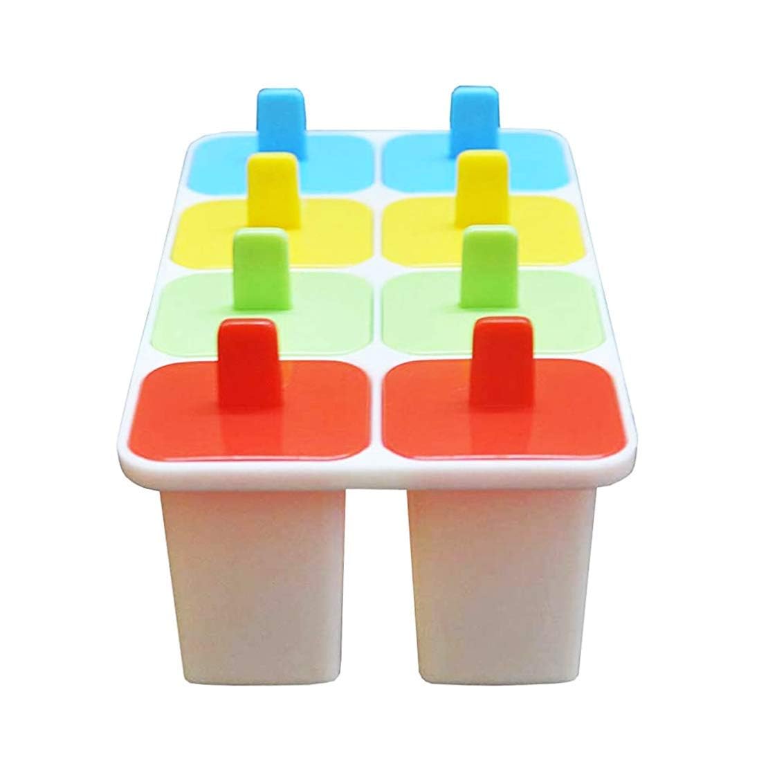 KEDY Moldes de plástico reutilizables con 8 ranuras, moldes para helados caseros, bandeja de moldes de helado Kulfi Candy Ice Lolly con palo, para niños y adultos