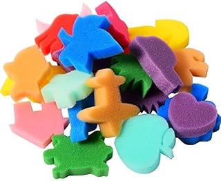 24 Pieces Painting Sponge Shapes Painting Stamps Crafting Painting Sponge Kids Sponge, Assorted Color