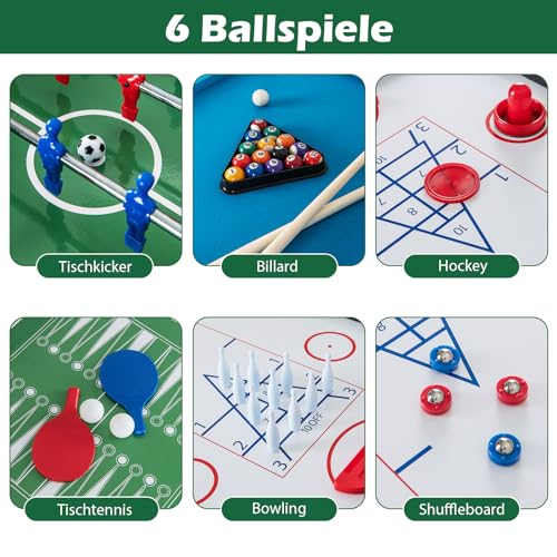 COSTWAY 12 in 1 Spieltisch, Tischspiel mit Tischfußball, Airhockey, Billard, Tischtennis, Schach, Bowling, Shuffleboard, Kombi-Tisch Aktivitätstisch für Zuhause, Büro, Bar – Bild 5