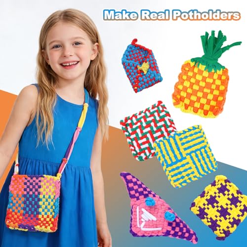 Image of DDAI Weaving Loom Kit for Kids, DIY Potholder Craft Kit Ages 6+