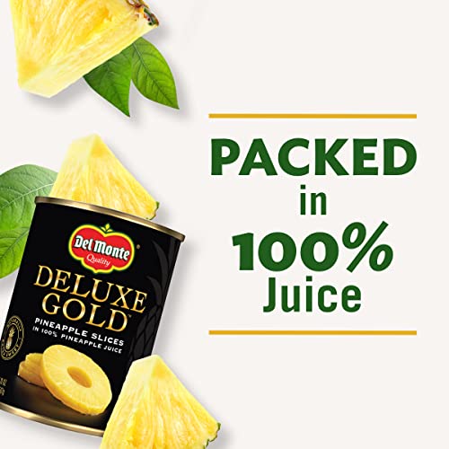 Del Monte Deluxe Gold Pineapple Slices In 100% Juice, Canned Fruit, 12 Pack, 20 Oz Can #TOP4