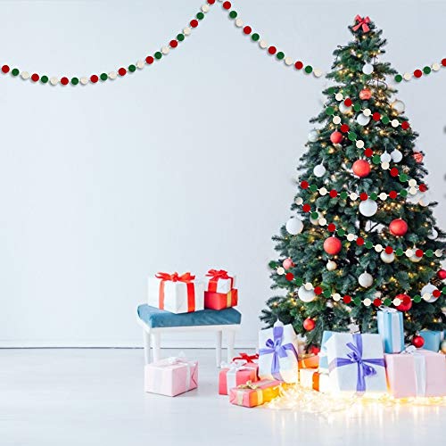 60 Balls Christmas Felt Ball Garlands - Christmas Decorations - Christmas Pom Pom Garlands For Christmas Tree- Xmas Holiday Indoor Outdoor Home Office Hanging Decor - Xmas Decorations- 25Mm #TOP4